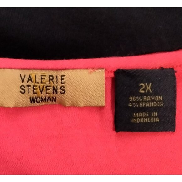 Valerie Stevens Woman Sleeveless Coral & Black Colorblock Draped Top Size 2X - Picture 5 of 5